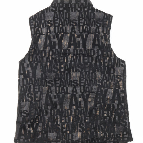Signature Experience Womens Black Geometric Gilet Jacket Size M Zip