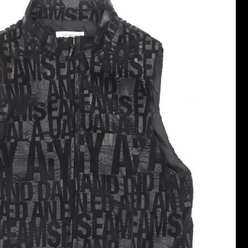 Signature Experience Womens Black Geometric Gilet Jacket Size M Zip