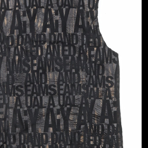 Signature Experience Womens Black Geometric Gilet Jacket Size M Zip