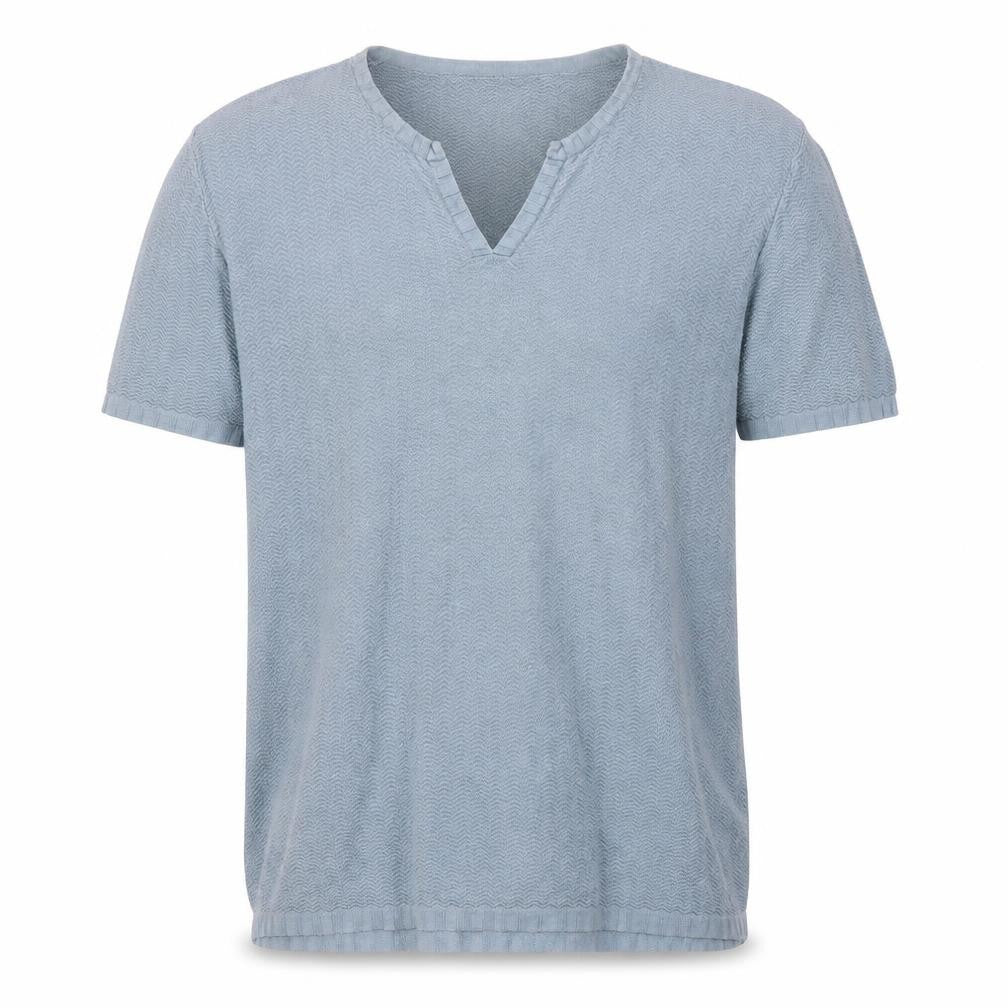 Giordano Mens Blue V-Neck Cotton Pullover Jumper Size L Short Sleeve