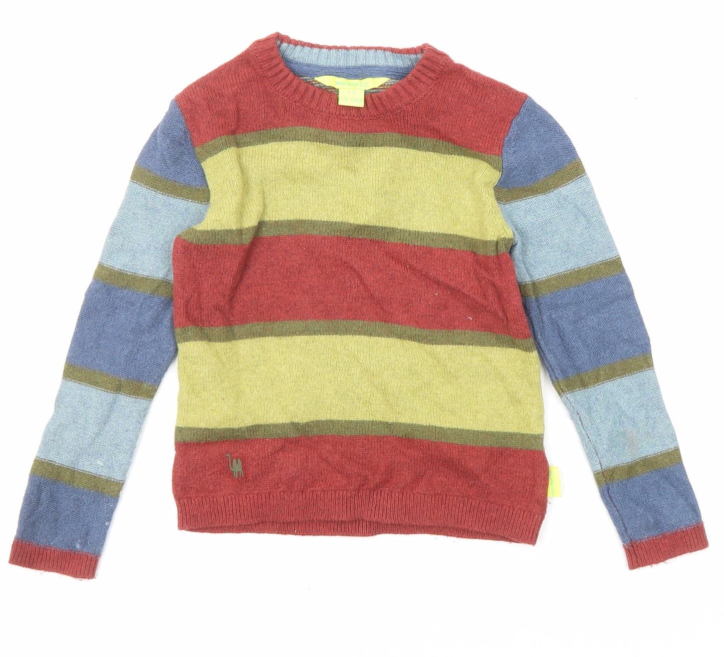 White Stuff Boys Multicoloured Round Neck Colourblock Cotton Pullover Jumper Size 5-6 Years Pullover