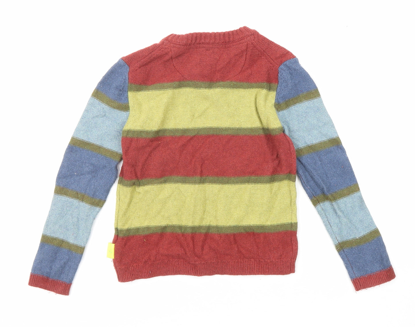 White Stuff Boys Multicoloured Round Neck Colourblock Cotton Pullover Jumper Size 5-6 Years Pullover