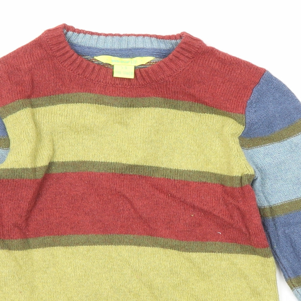 White Stuff Boys Multicoloured Round Neck Colourblock Cotton Pullover Jumper Size 5-6 Years Pullover