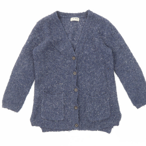 NEXT Girls Blue V-Neck Acrylic Cardigan Jumper Size 5 Years Button