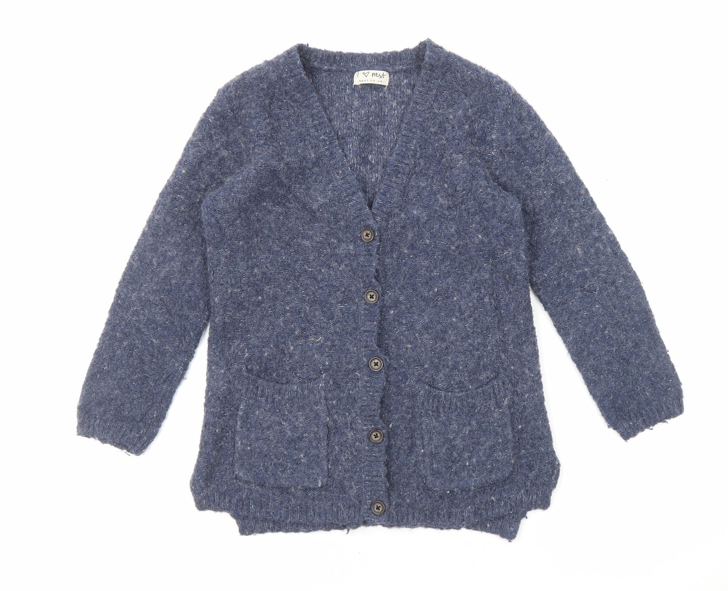 NEXT Girls Blue V-Neck Acrylic Cardigan Jumper Size 5 Years Button