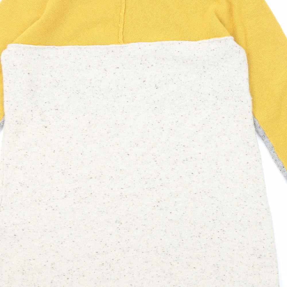 White Stuff Womens Beige Colourblock Wool Jumper Dress Size 12 Round Neck Button