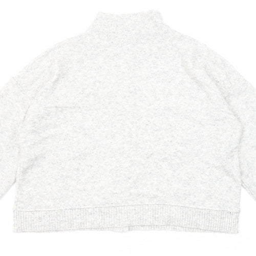 Marks and Spencer Womens Grey High Neck Acrylic Cardigan Jumper Size XL