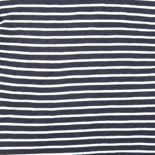 Autograph Girls Blue Round Neck Striped Cotton Pullover Jumper Size 15-16 Years Button