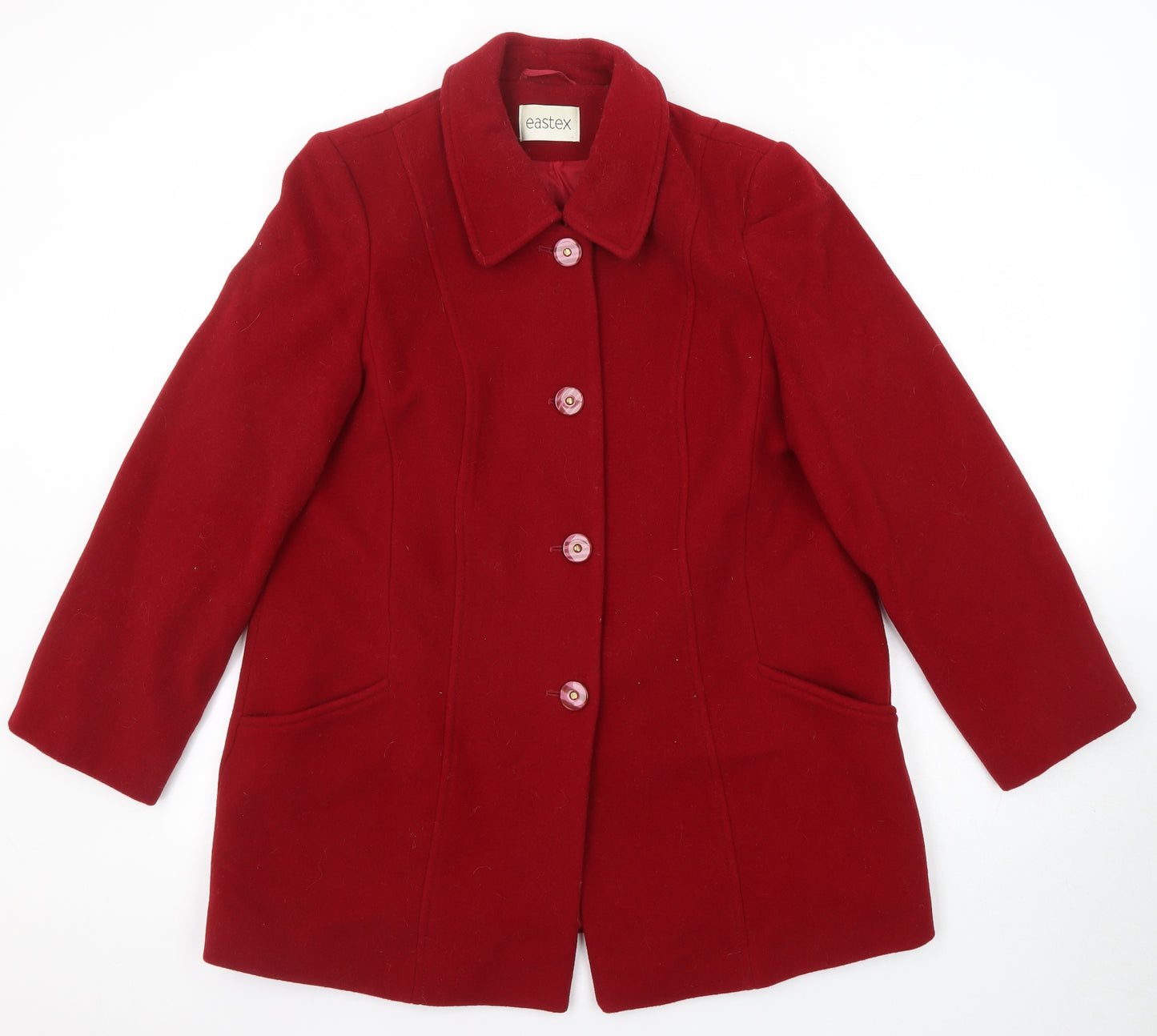 Eastex Womens Red Pea Coat Coat Size 12 Button