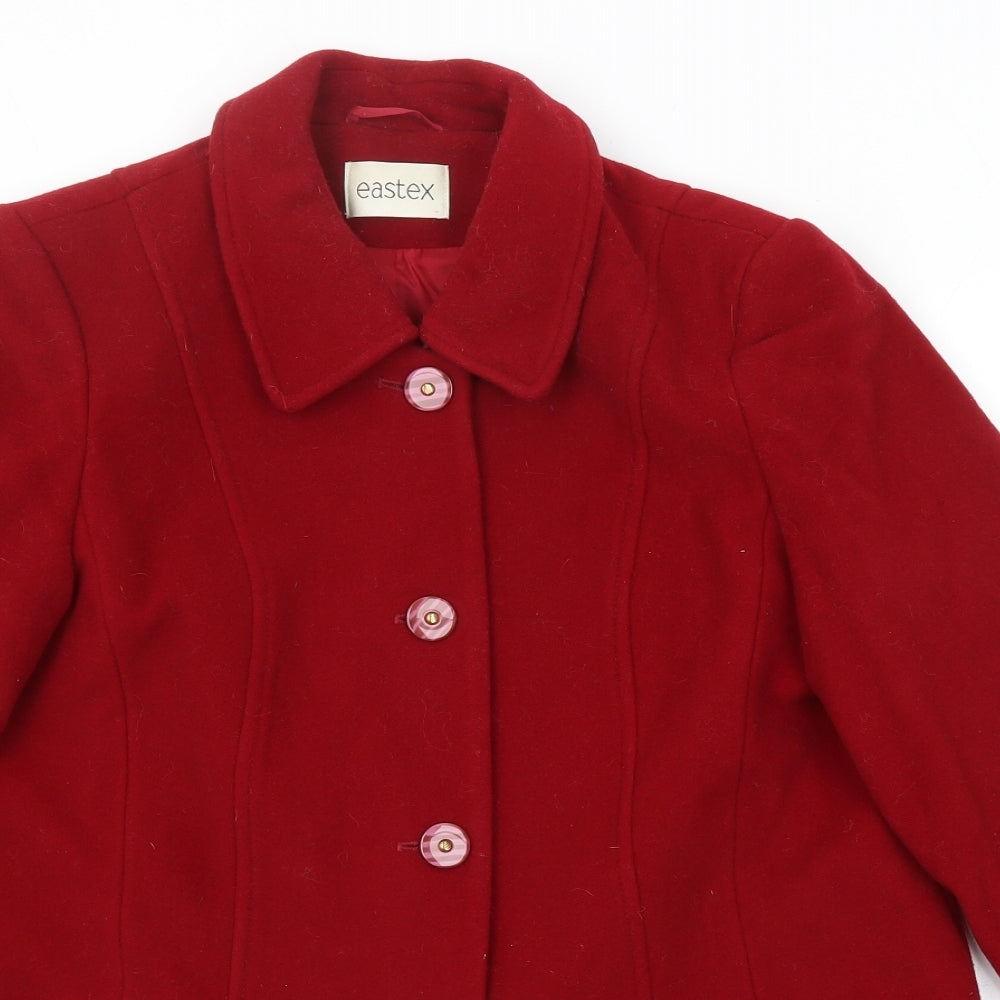 Eastex Womens Red Pea Coat Coat Size 12 Button