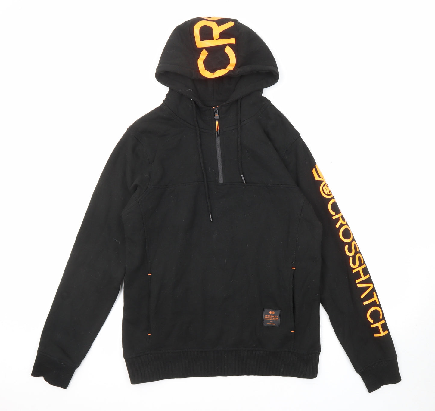 Crosshatch Mens Black Cotton Pullover Hoodie Size S