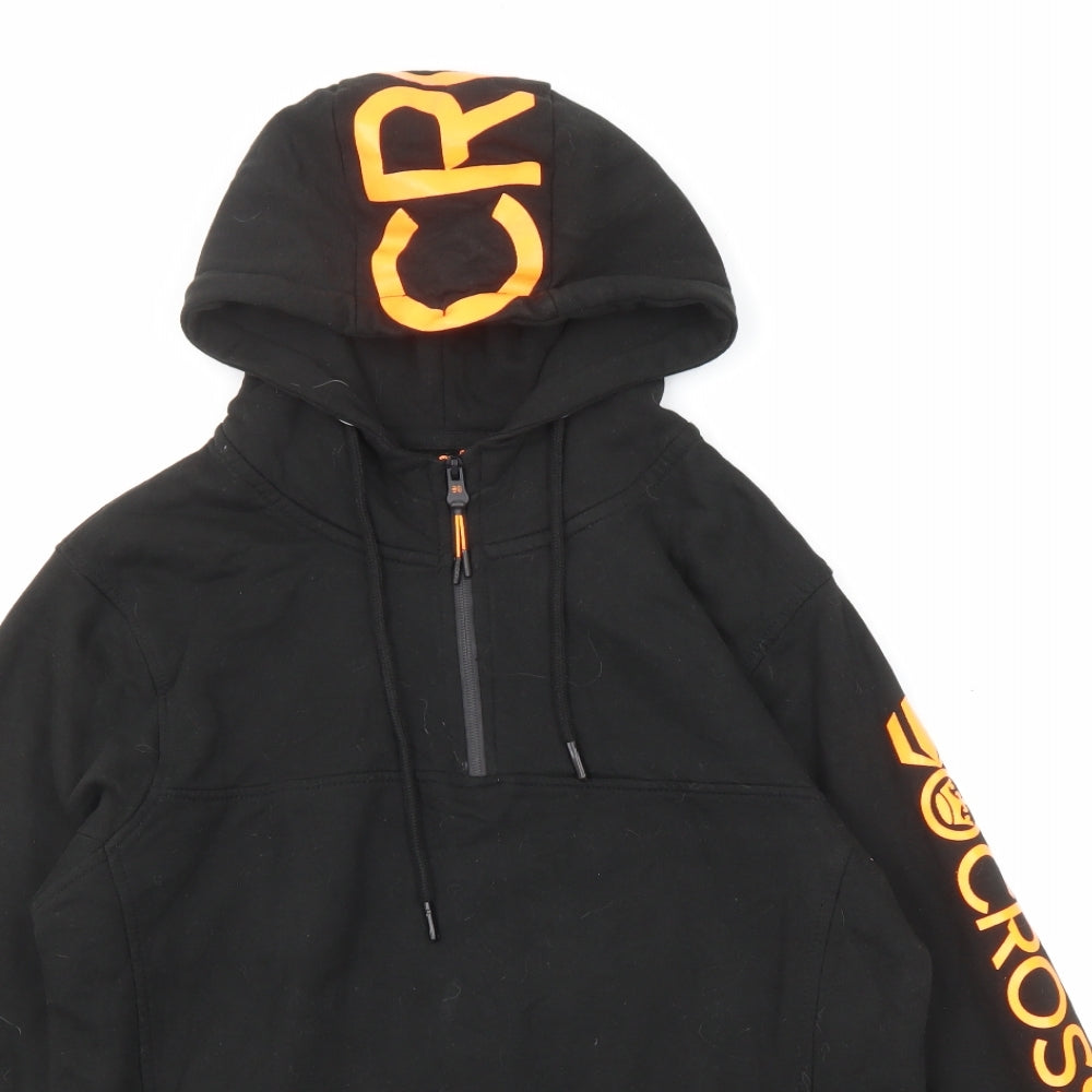 Crosshatch Mens Black Cotton Pullover Hoodie Size S