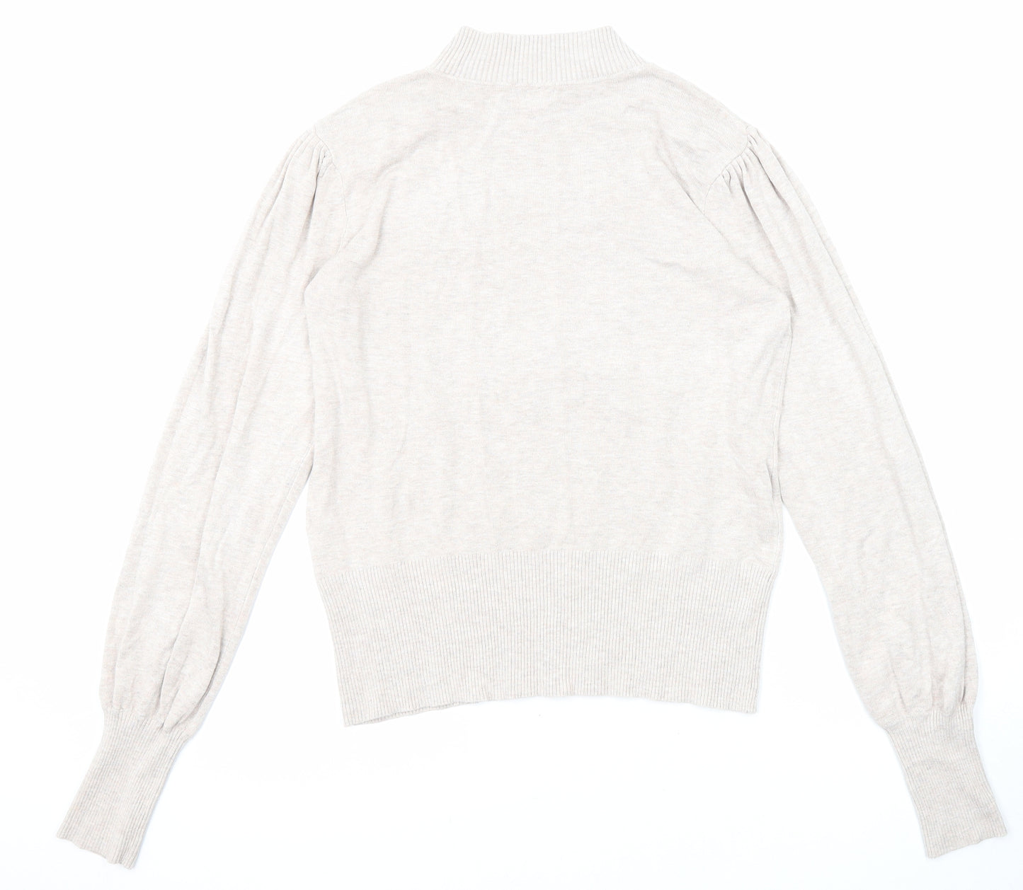 River Island Womens Beige Mock Neck Viscose Pullover Jumper Size 16 - Pearl Details