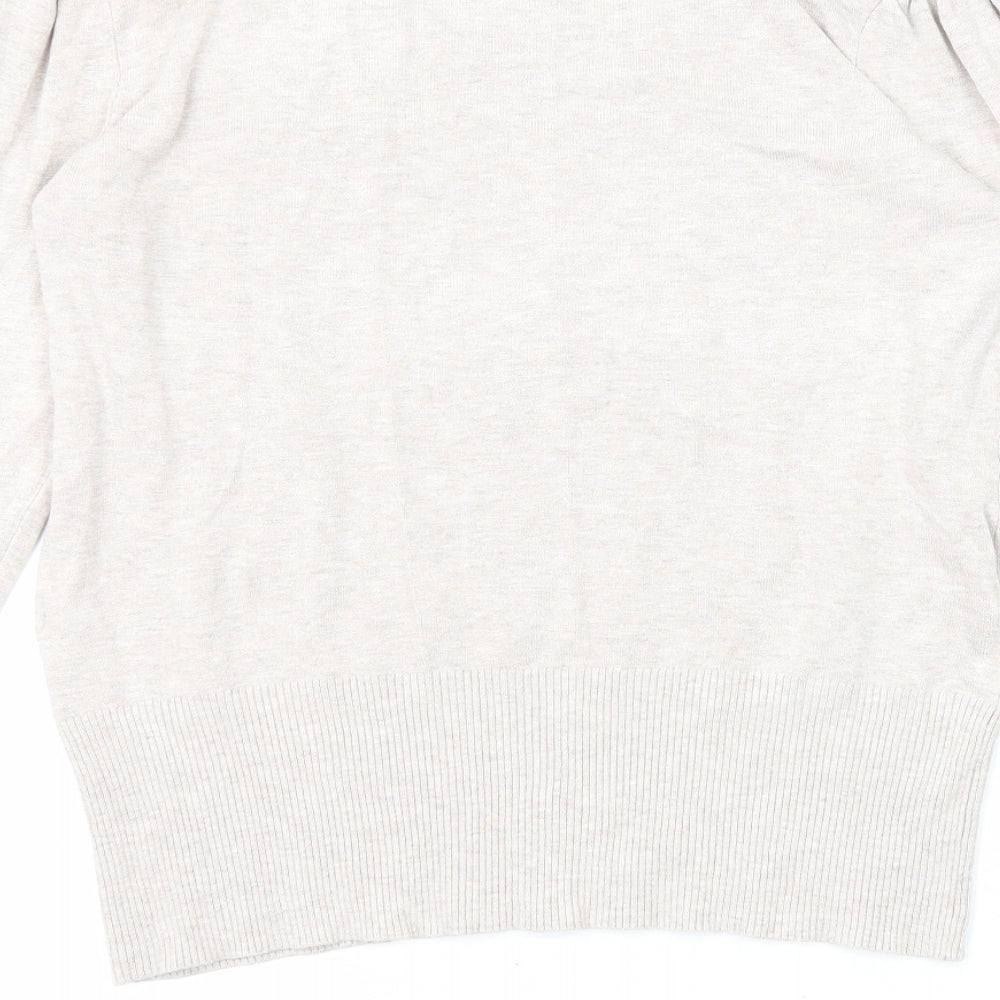 River Island Womens Beige Mock Neck Viscose Pullover Jumper Size 16 - Pearl Details