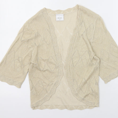 NEXT Womens Beige V-Neck Argyle/Diamond Viscose Cardigan Jumper Size 12