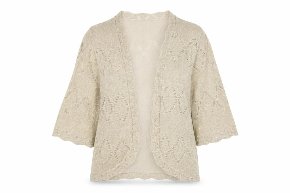 NEXT Womens Beige V-Neck Argyle/Diamond Viscose Cardigan Jumper Size 12