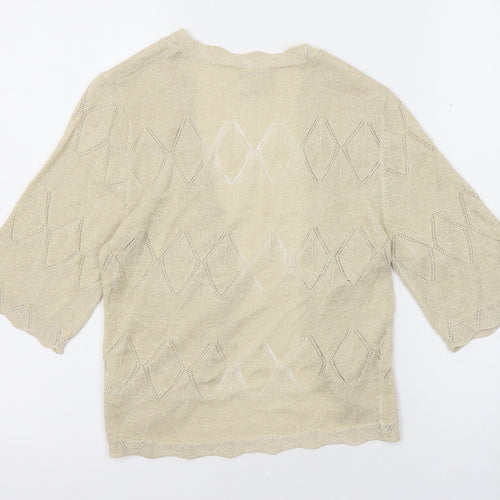 NEXT Womens Beige V-Neck Argyle/Diamond Viscose Cardigan Jumper Size 12