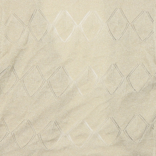 NEXT Womens Beige V-Neck Argyle/Diamond Viscose Cardigan Jumper Size 12