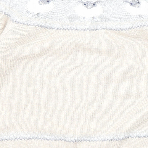 The White Company Boys Beige Round Neck Cotton Pullover Jumper Size 2-3 Years Button - Sheep Detaling