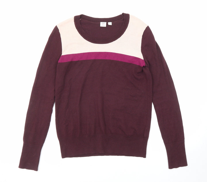 Gap Womens Purple Round Neck Cotton Pullover Jumper Size XS