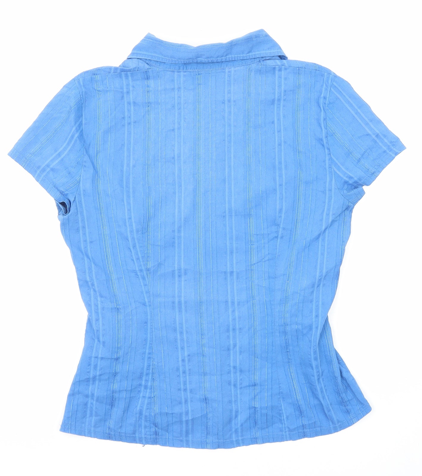 NEXT Womens Blue Striped Cotton Basic Blouse Size 12 V-Neck