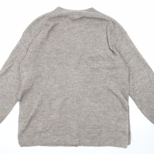 H&M Womens Brown V-Neck Polyester Cardigan Jumper Size L