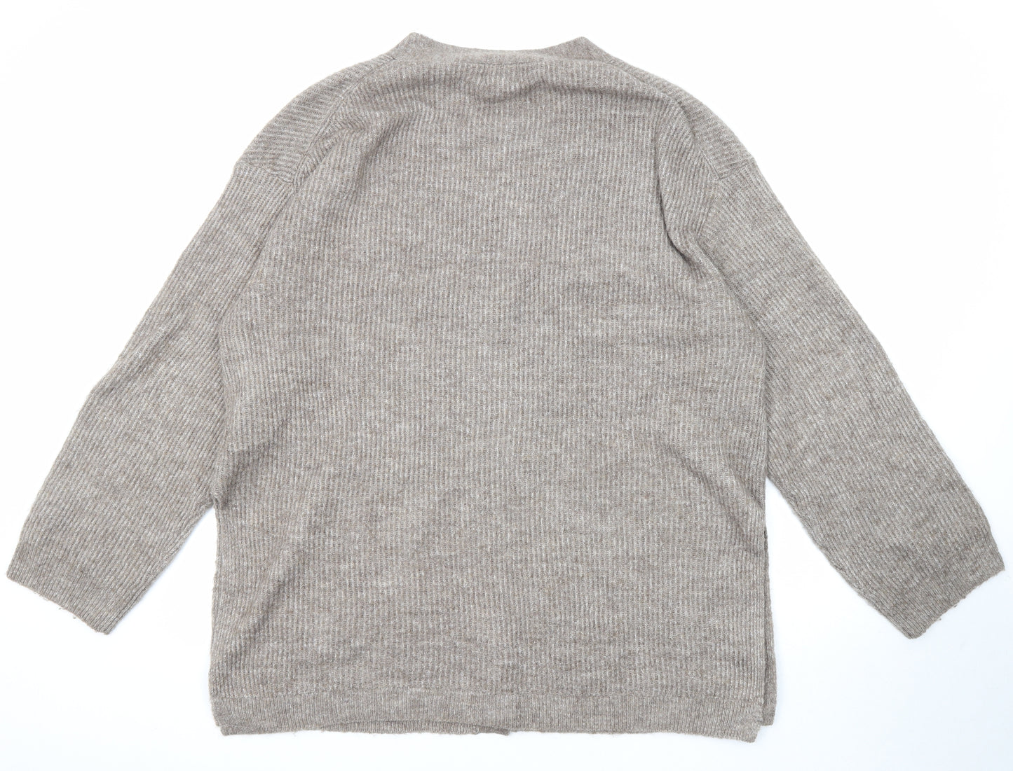 H&M Womens Brown V-Neck Polyester Cardigan Jumper Size L