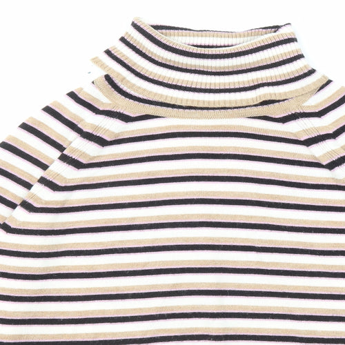 Marks and Spencer Womens Multicoloured Roll Neck Striped Acrylic Pullover Jumper Size XS