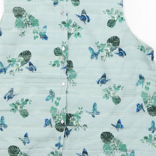 Oasis Womens Blue Floral Polyester Basic Tank Size 22 Round Neck - Butterfly