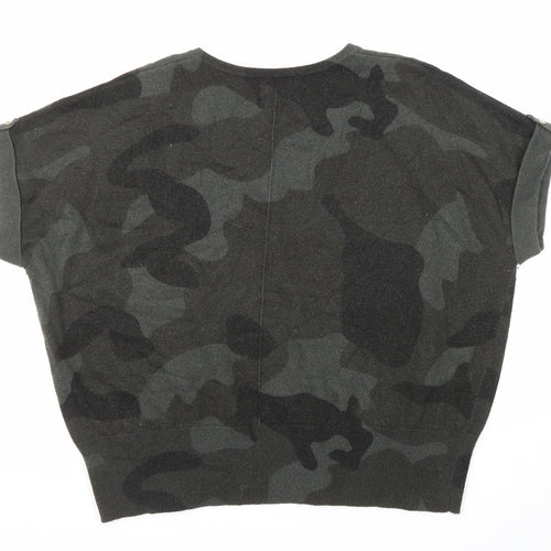 Mint Velvet Womens Green V-Neck Camouflage Acrylic Pullover Jumper Size XL