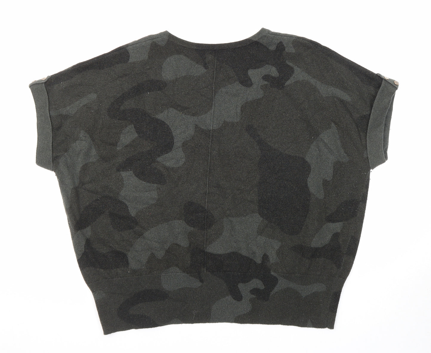 Mint Velvet Womens Green V-Neck Camouflage Acrylic Pullover Jumper Size XL
