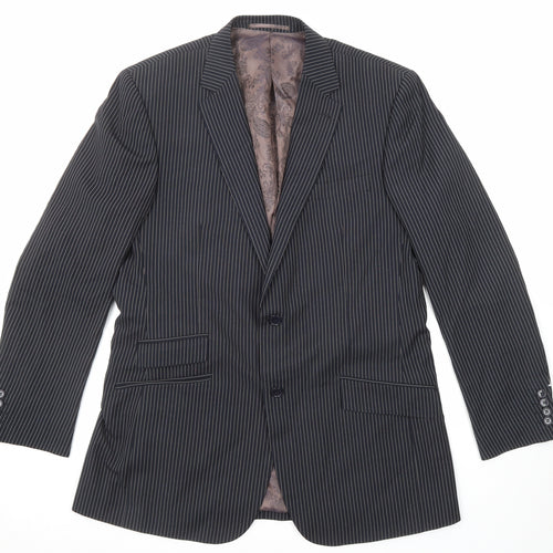 Skopes Mens Black Striped Polyester Jacket Suit Jacket Size 42 Regular