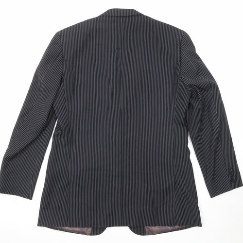 Skopes Mens Black Striped Polyester Jacket Suit Jacket Size 42 Regular