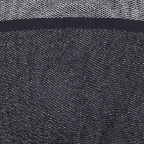 NEXT Mens Grey Round Neck Cotton Pullover Jumper Size XL Long Sleeve - Colour Block