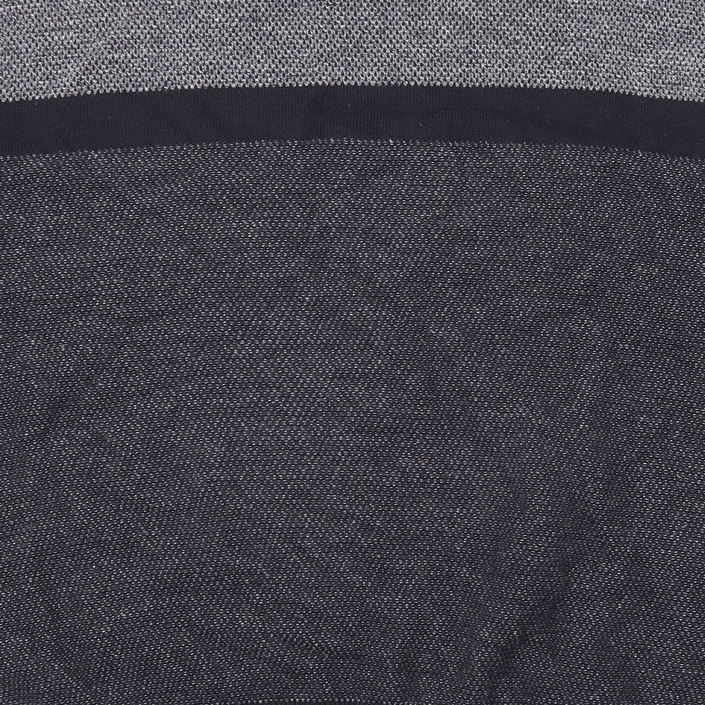 NEXT Mens Grey Round Neck Cotton Pullover Jumper Size XL Long Sleeve - Colour Block