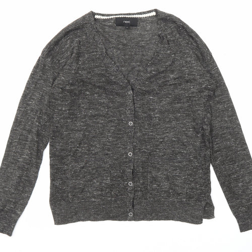 NEXT Womens Grey V-Neck Acrylic Cardigan Jumper Size 8