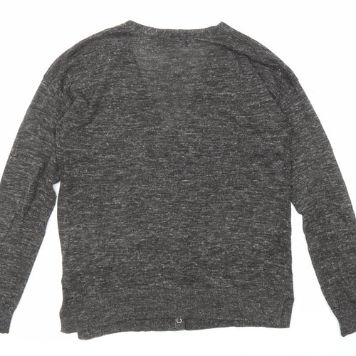 NEXT Womens Grey V-Neck Acrylic Cardigan Jumper Size 8