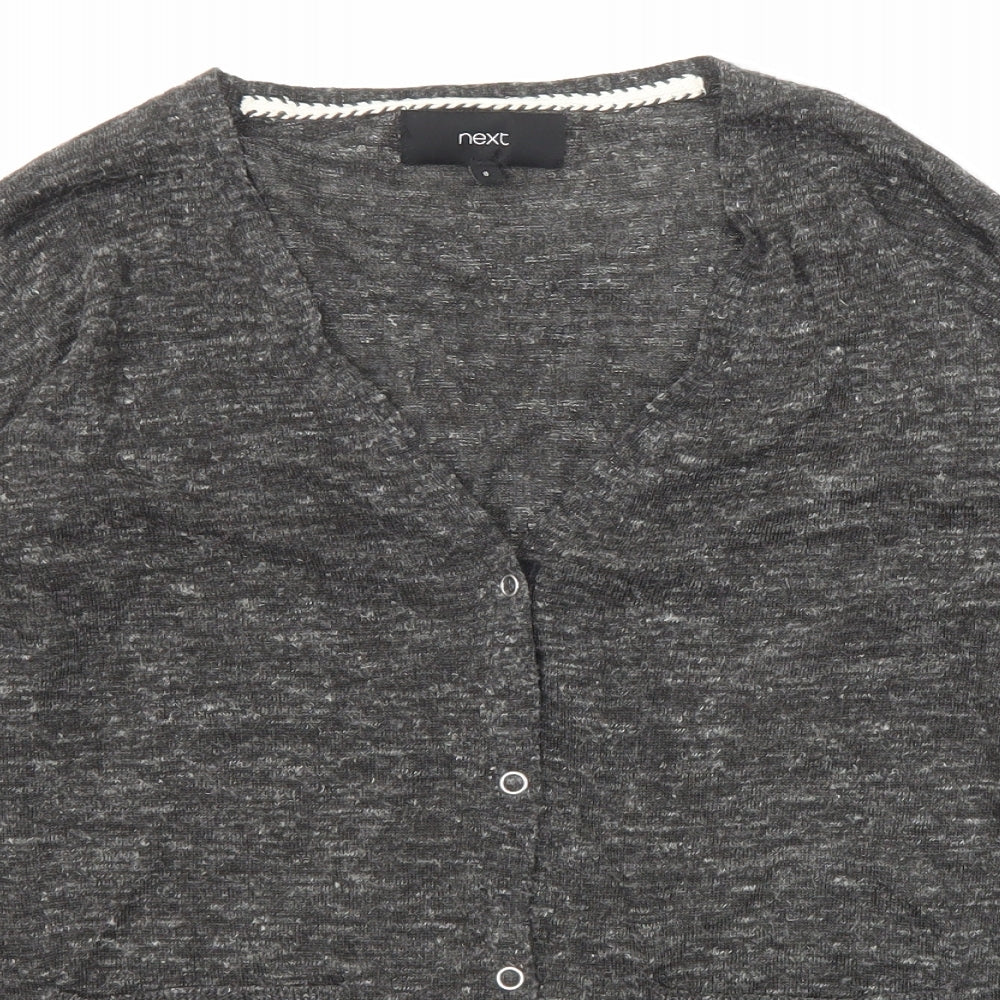 NEXT Womens Grey V-Neck Acrylic Cardigan Jumper Size 8