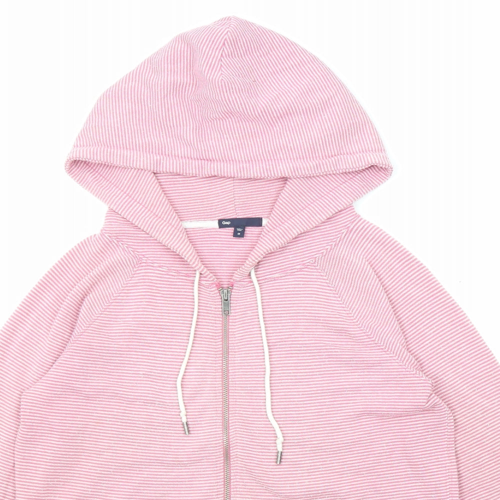 Gap Womens Pink Striped Cotton Full Zip Hoodie Size M Pullover
