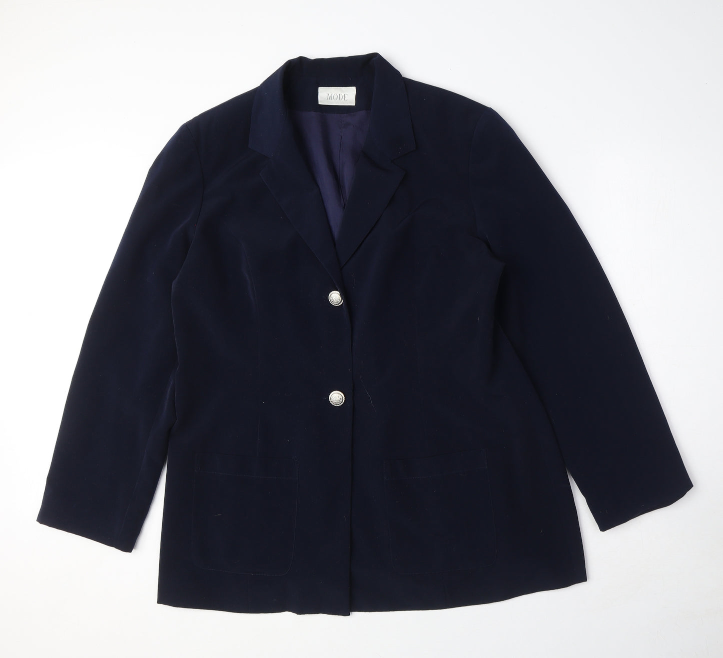 Mode Womens Blue Polyester Jacket Blazer Size 18