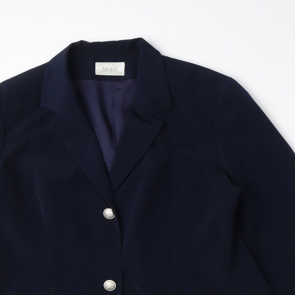 Mode Womens Blue Polyester Jacket Blazer Size 18
