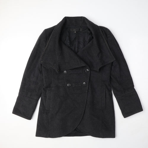 Zara Womens Grey Pea Coat Coat Size M Button