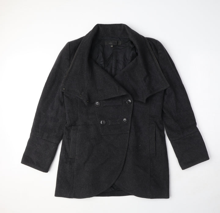 Zara Womens Grey Pea Coat Coat Size M Button