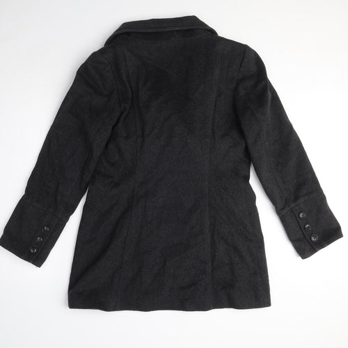 Zara Womens Grey Pea Coat Coat Size M Button