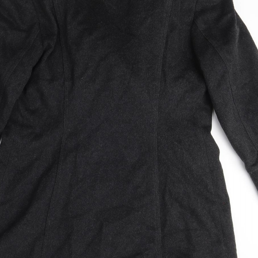 Zara Womens Grey Pea Coat Coat Size M Button