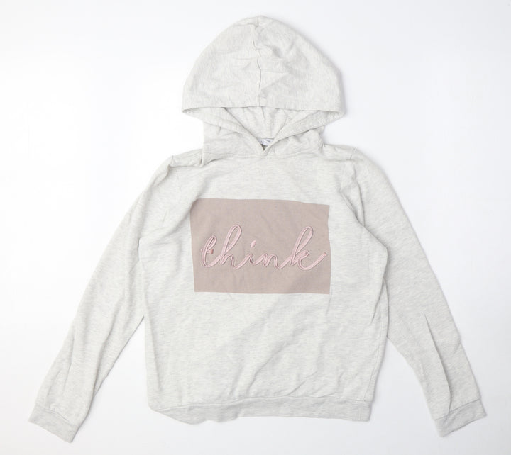 Amisu Womens Grey Cotton Pullover Hoodie Size S Pullover - Think