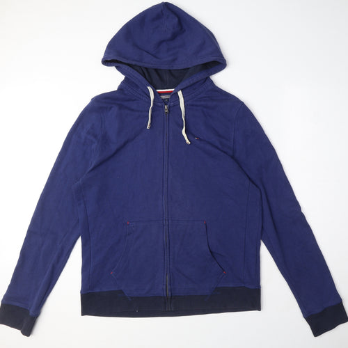 Tommy Hilfiger Mens Blue Cotton Full Zip Hoodie Size XL - Logo