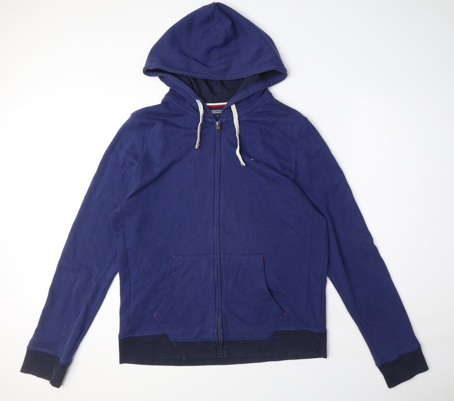 Tommy Hilfiger Mens Blue Cotton Full Zip Hoodie Size XL - Logo