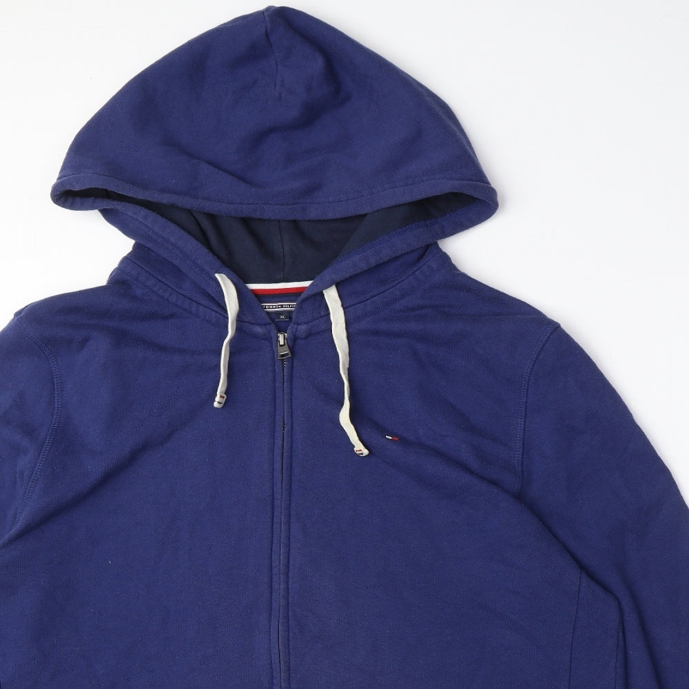 Tommy Hilfiger Mens Blue Cotton Full Zip Hoodie Size XL - Logo
