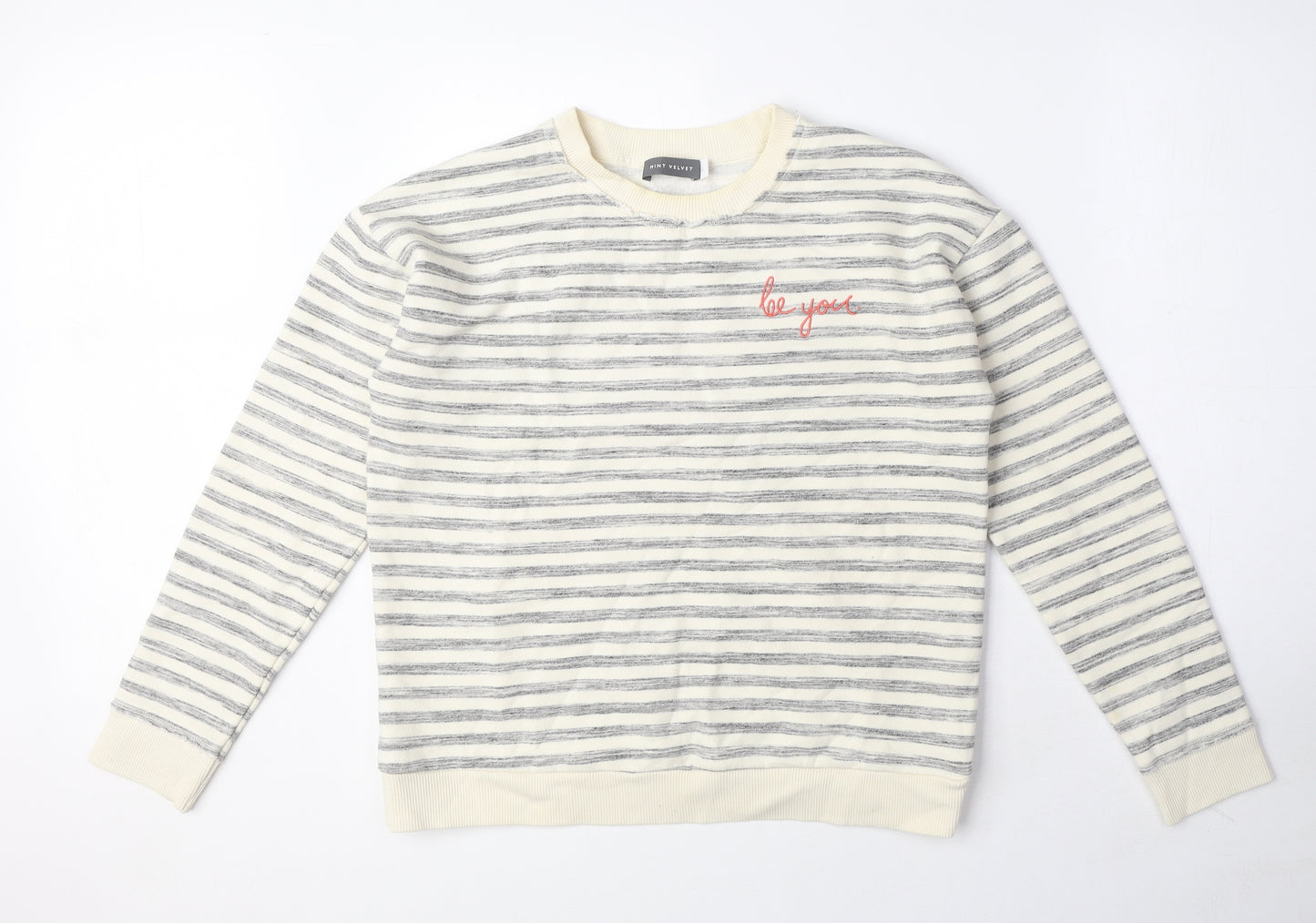 Mint Velvet Womens Grey Striped Cotton Pullover Sweatshirt Size 12 Pullover - Be You